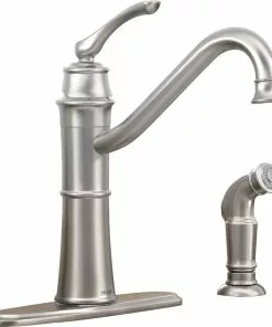 Moen Wetherly Single Handle Lever Kitchen Faucet With Side Spray, Stainless