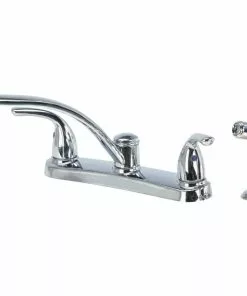 Home Impressions Dual Handle Metal Lever Kitchen Faucet With Side Spray, Chrome