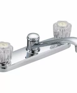 Home Impressions Dual Handle Double Acrylic Knob Kitchen Faucet, Chrome