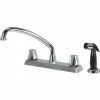 Home Impressions Dual Handle Metal Knob Kitchen Faucet With Side Spray, Chrome