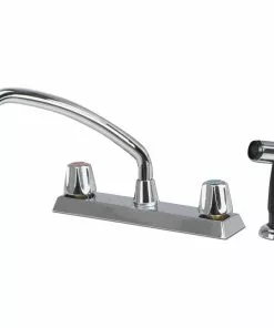 Home Impressions Dual Handle Metal Knob Kitchen Faucet With Side Spray, Chrome