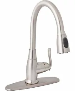 Home Impressions Single Handle Lever Pull-Down Kitchen Faucet, Brushed Nickel