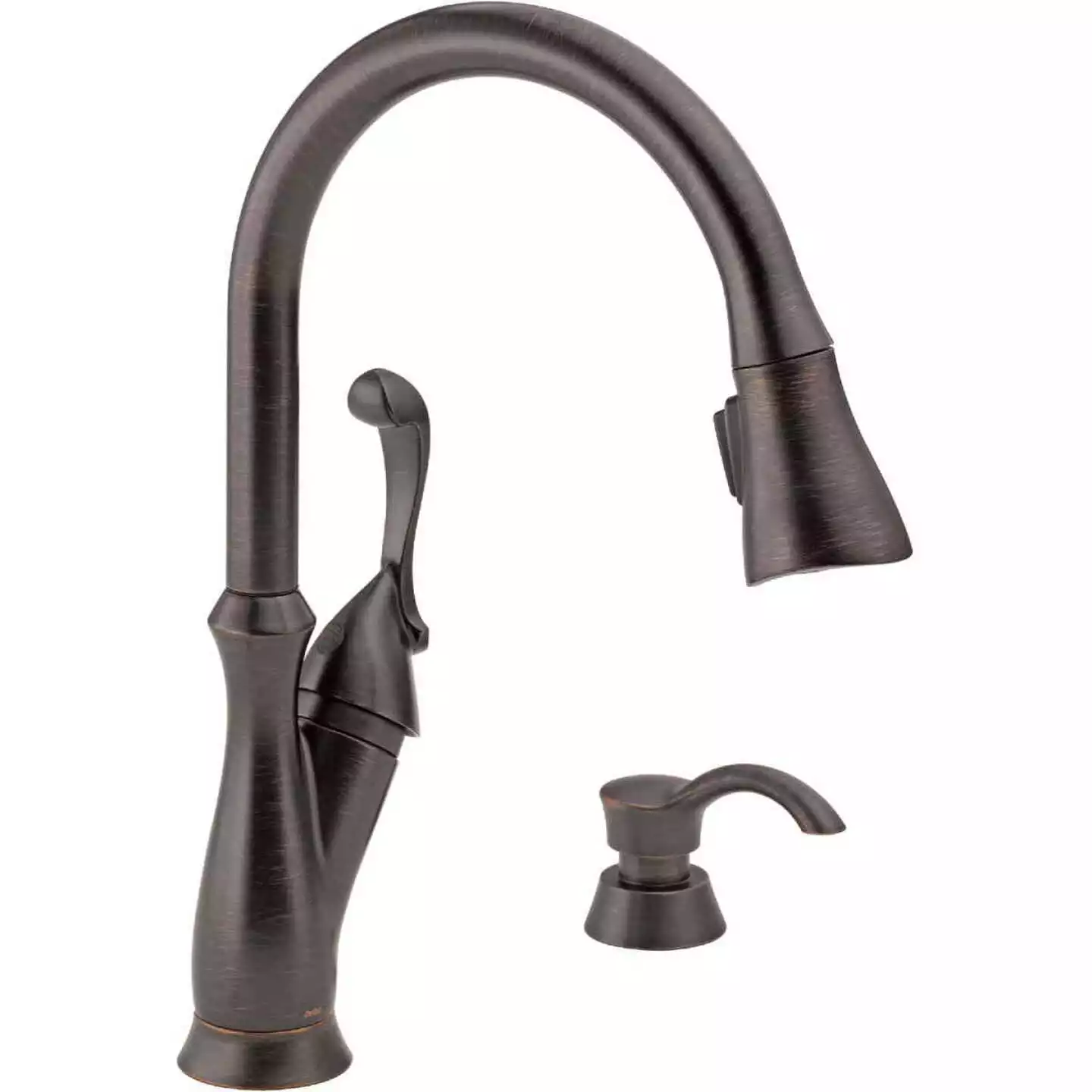 Delta Arabella Single Handle Lever Pull-Down Kitchen Faucet With Soap Dispenser, Venetian Bronze