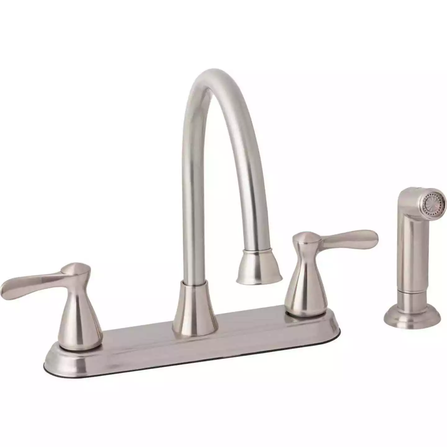 Home Impressions Dual Handle Traditional Lever Kitchen Faucet Side Spray, Brushed Nickel