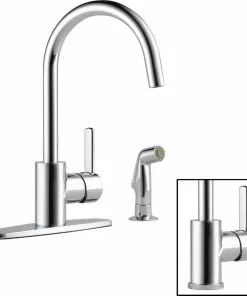 Peerless Apex Single Handle Lever Kitchen Faucet With Side Spray, Chrome