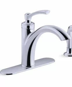 Kohler Linwood Single Handle Lever Kitchen Faucet With Side Spray, Chrome