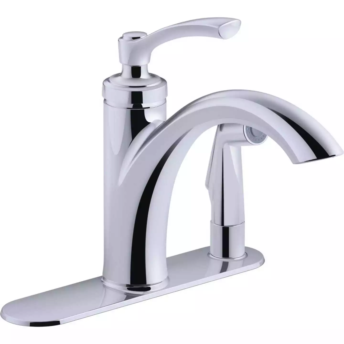 Kohler Linwood Single Handle Lever Kitchen Faucet With Integrated Spray, Chrome