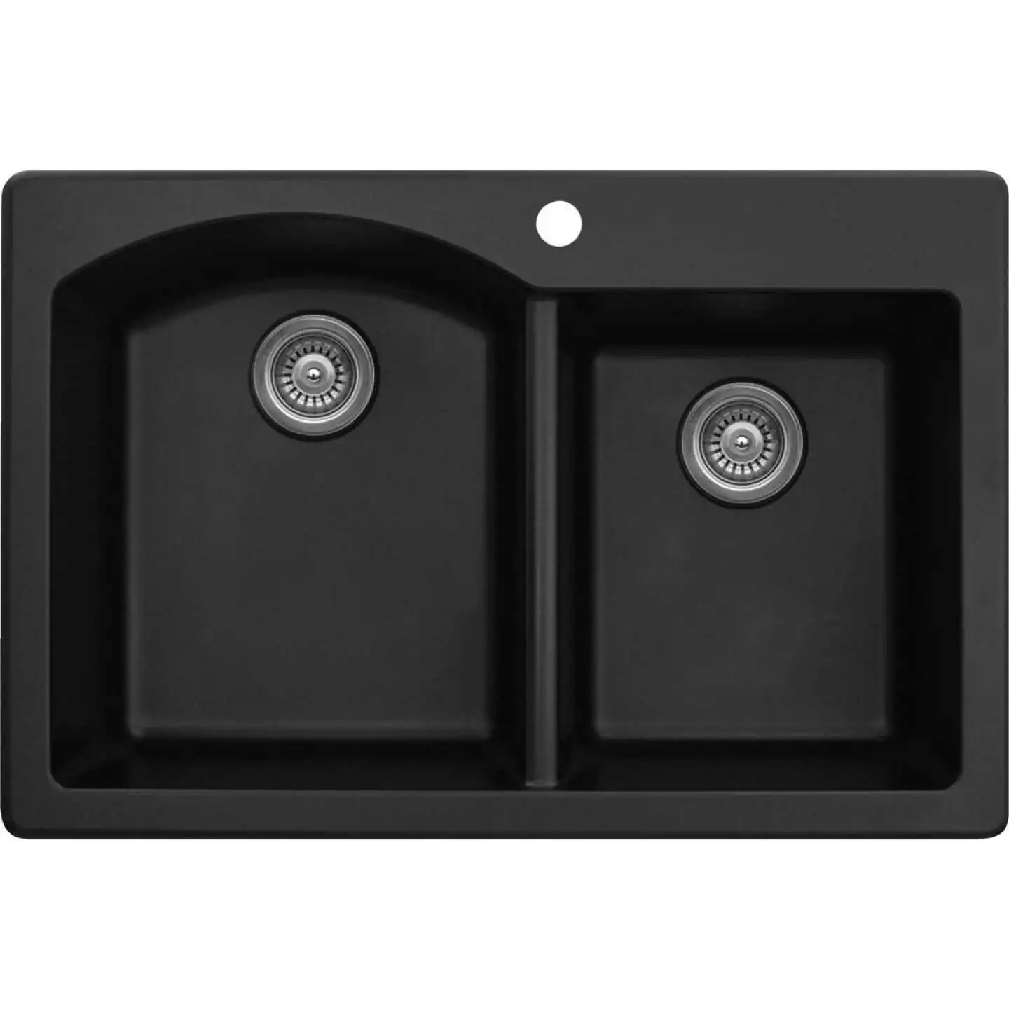 Karran Double Bowl 33 In. X 22 In. X 9 In. Deep Black Quartz Kitchen Sink
