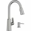 Moen Edwyn Single Handle Pull-Down Kitchen Faucet With Soap Dispenser, Stainless