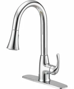 Home Impressions Single Handle Lever Pull-Down Kitchen Faucet With Spray, Chrome