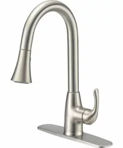 Home Impressions Single Handle Lever Pull-Down Kitchen Faucet With Side Spray, Brushed Nickel