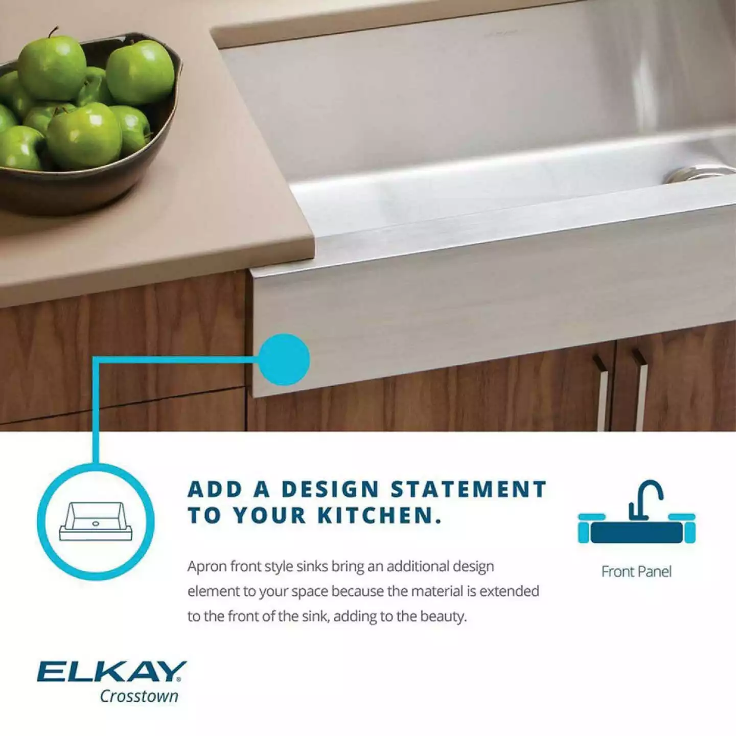 Elkay Crosstown Single Bowl 35-7/8 In. X 20-1/4 In. X 9 In. Deep Stainless Steel Farmhouse Kitchen Sink, Undermount - Image 4