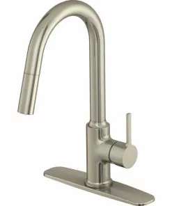 Home Impressions Contemporary Builder Single Handle Lever Pull-Down Kitchen Faucet, Brushed Nickel