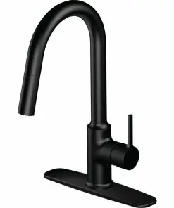Home Impressions Contemporary Builder Single Handle Lever Pull-Down Kitchen Faucet, Matte Black