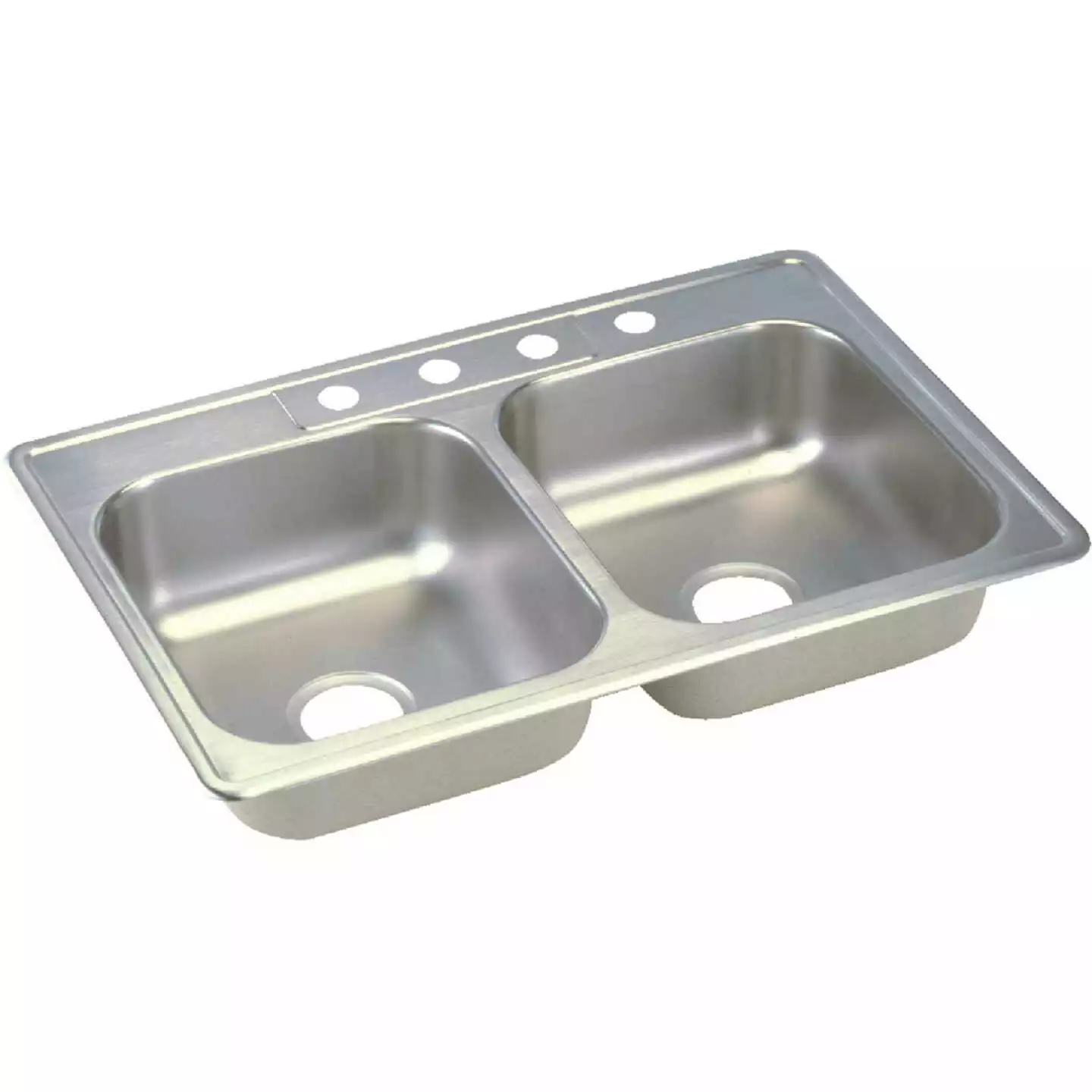 Elkay Double Bowl 33 In. X 19 In. X 6 In. Deep Satin Stainless Steel Kitchen Sink