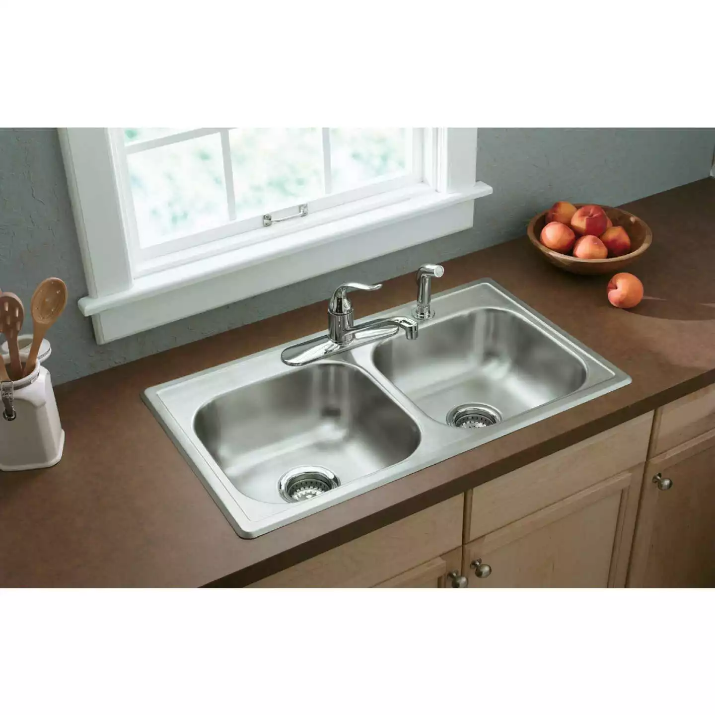 Elkay Double Bowl 33 In. X 19 In. X 6 In. Deep Satin Stainless Steel Kitchen Sink - Image 2