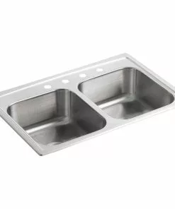 Kohler Toccata Double Bowl 33 In. X 22 In. X 8 In. Deep Stainless Steel Kitchen Sink