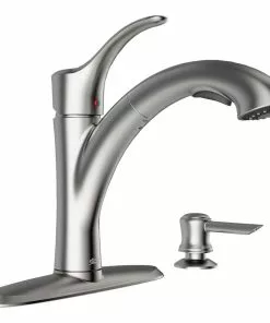 American Standard Mesa Single Handle Lever Pull-Down Kitchen Faucet With Soap Dispenser, Stainless Steel