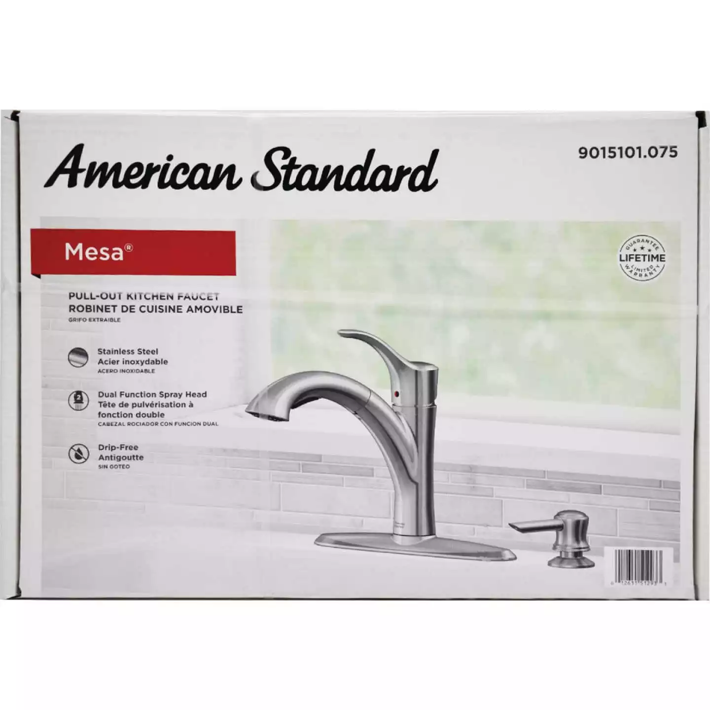 American Standard Mesa Single Handle Lever Pull-Down Kitchen Faucet With Soap Dispenser, Stainless Steel - Image 5