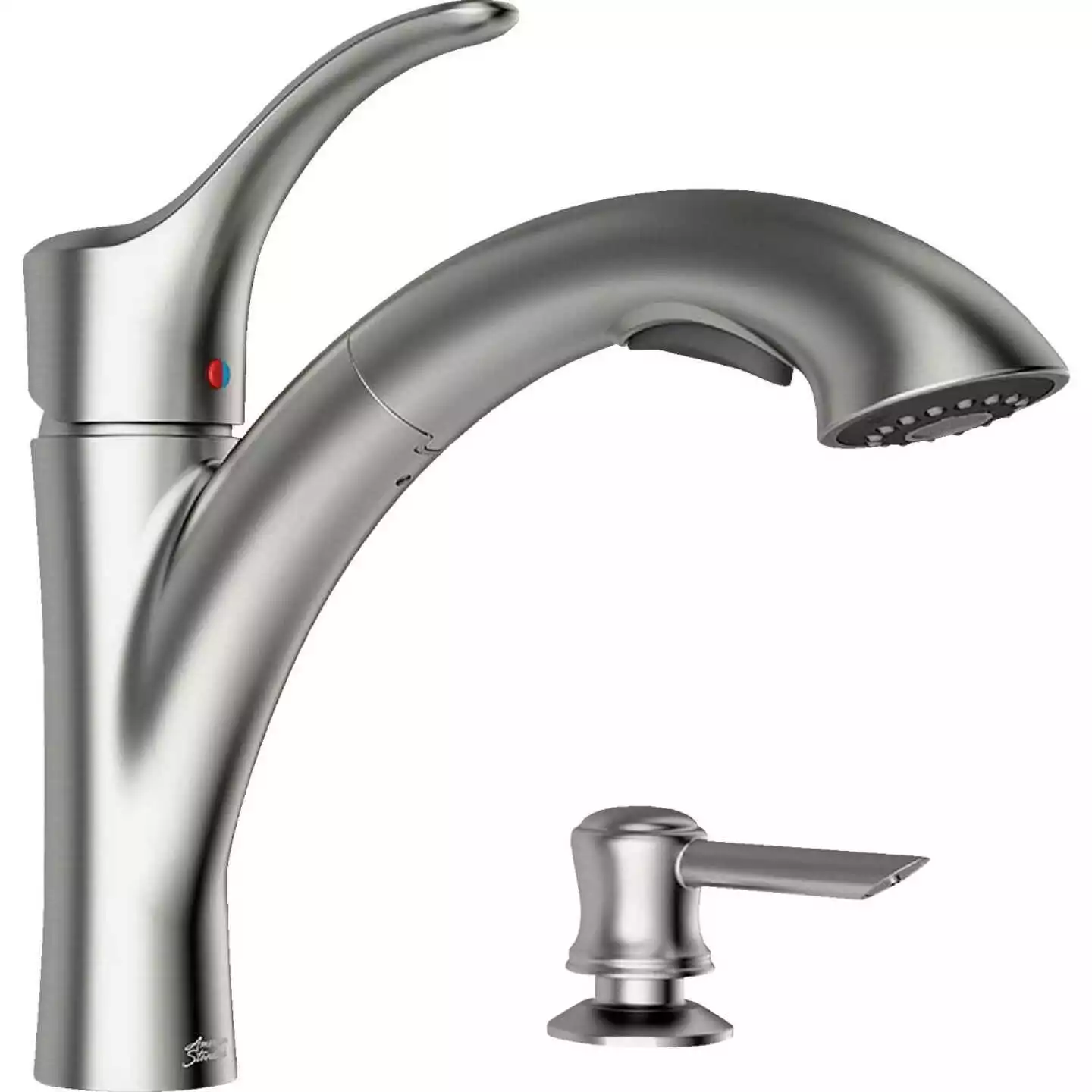 American Standard Mesa Single Handle Lever Pull-Down Kitchen Faucet With Soap Dispenser, Stainless Steel - Image 4