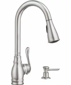 Moen Anabelle Single Handle Lever Pull-Down Kitchen Faucet With Soap Dispenser, Stainless