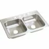 Elkay Double Bowl 33 In. X 22 In. X 6 In. Deep Luster Stainless Steel Kitchen Sink