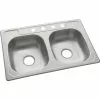 Sterling Middleton Double Bowl 33 In. X 22 In. X 6 In. Deep Stainless Steel Top Mount Kitchen Sink