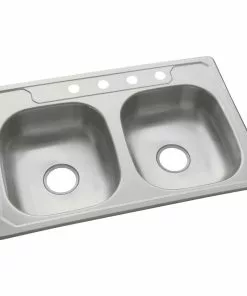 Sterling Middleton Double Bowl 33 In. X 22 In. X 6 In. Deep Stainless Steel Top Mount Kitchen Sink