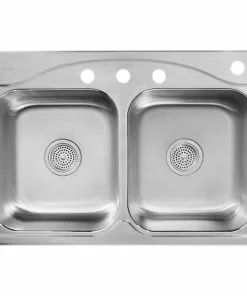 Kohler Cadence Double Bowl 33 In. X 22 In. X 8-5/16 In. Deep Stainless Steel Top Mount Kitchen Sink