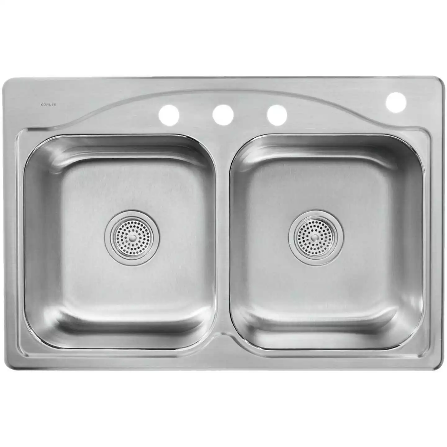 Kohler Cadence Double Bowl 33 In. X 22 In. X 8-5/16 In. Deep Stainless Steel Top Mount Kitchen Sink