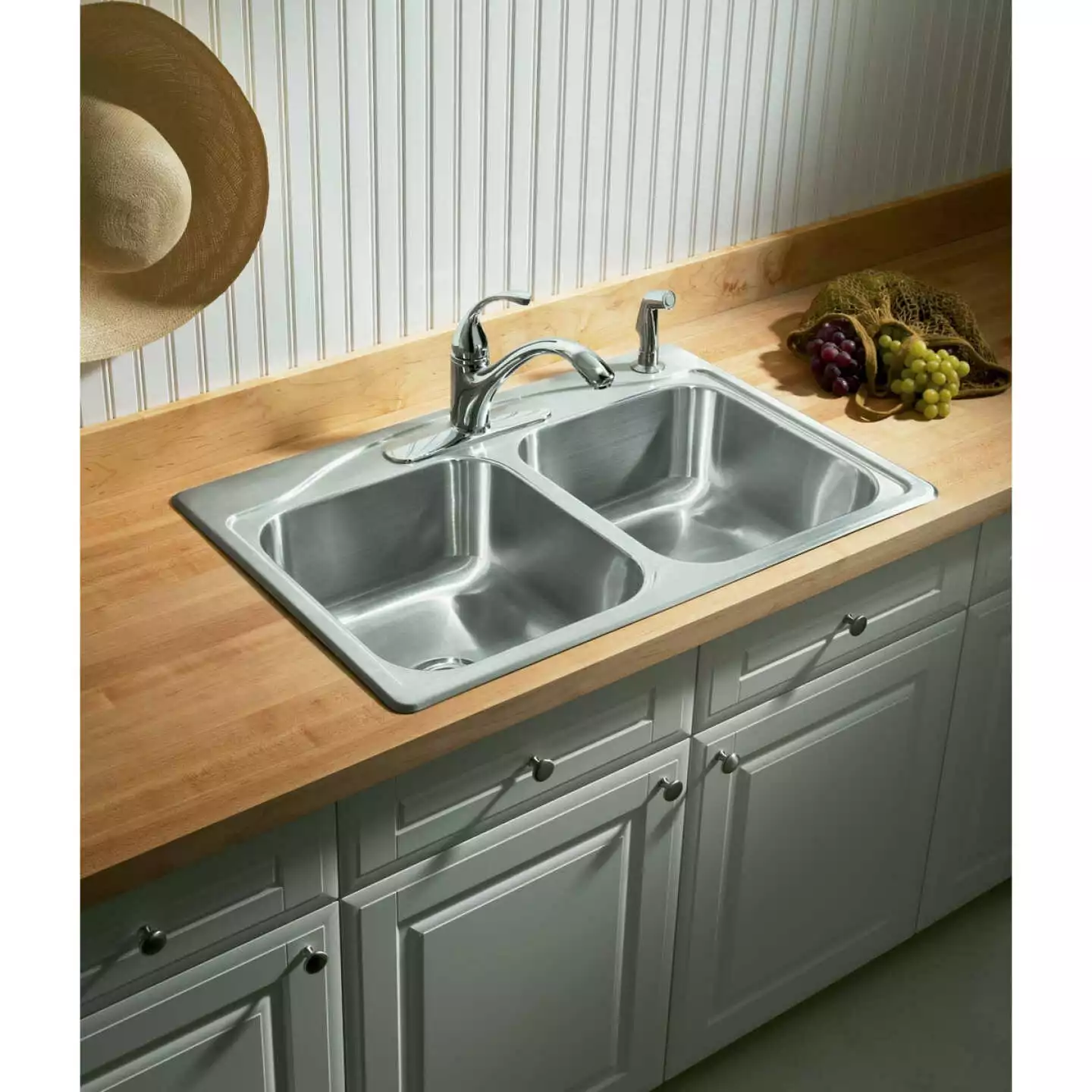 Kohler Cadence Double Bowl 33 In. X 22 In. X 8-5/16 In. Deep Stainless Steel Top Mount Kitchen Sink - Billede 2