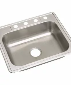 Elkay Single Bowl 25 In. X 22 In. X 6 In. Deep Stainless Steel Kitchen Sink