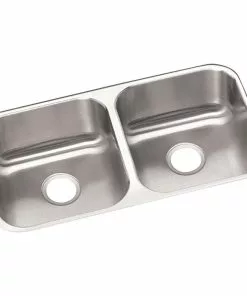 Elkay Dayton Double Bowl 31-3/4 In. X 18-1/4 In. X 8 In. Deep Stainless Steel Kitchen Sink, Undermount