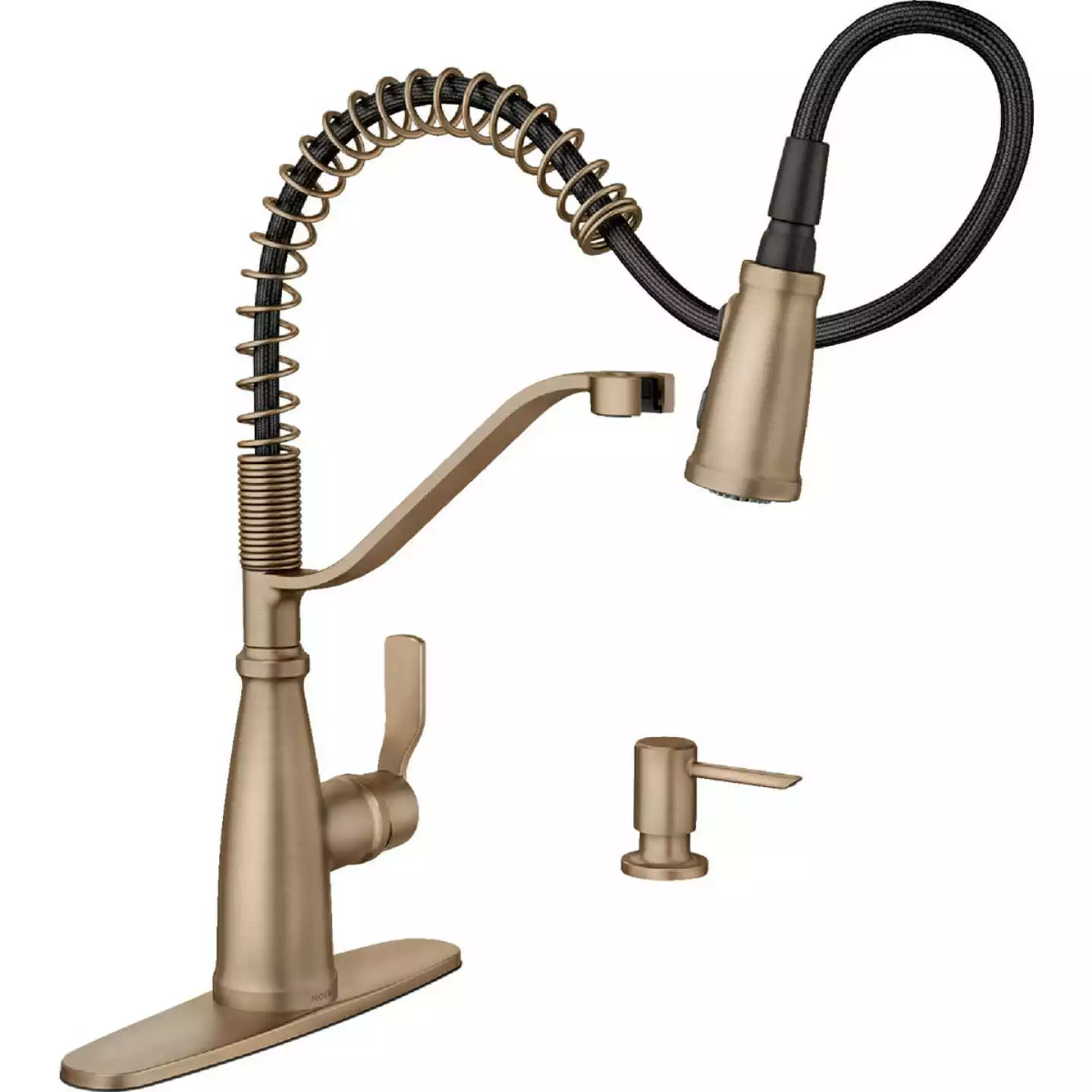 Moen Nolia Single Handle Pull-Down Kitchen Faucet, Bronzed Gold - Image 2