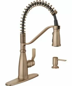 Moen Nolia Single Handle Pull-Down Kitchen Faucet, Bronzed Gold