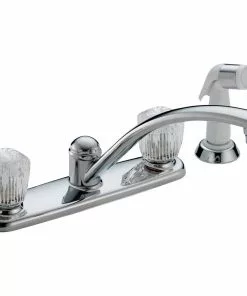 Delta Classic Series Dual Handle Knob Kitchen Faucet With Side Spray, Chrome