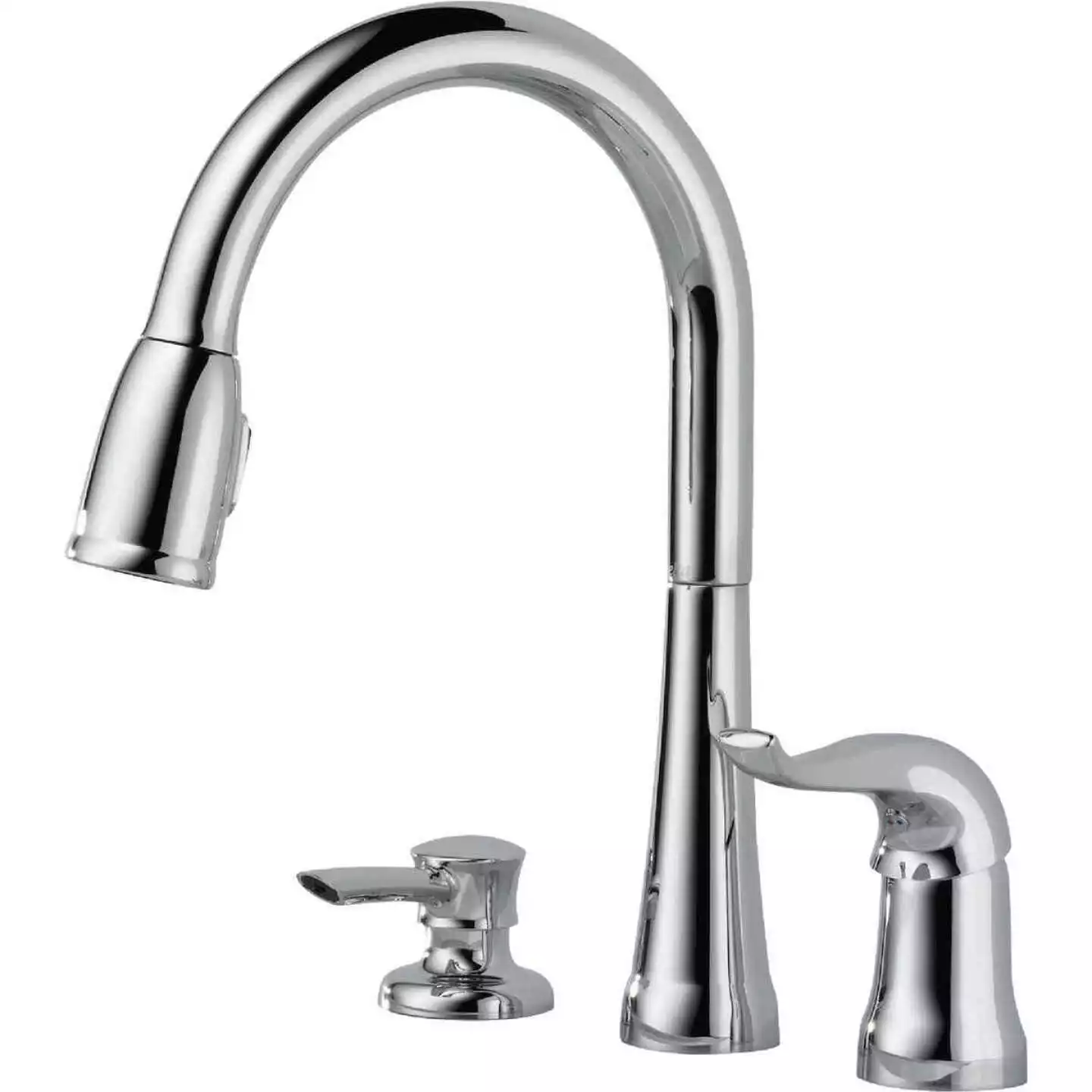 Delta Kate Single Handle Lever Pull-Down Kitchen Faucet With Soap Dispenser, Chrome - Image 2
