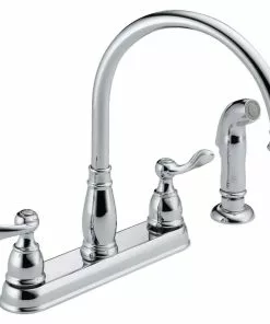 Delta Windemere Dual Handle Lever Kitchen Faucet With Side Spray, Chrome