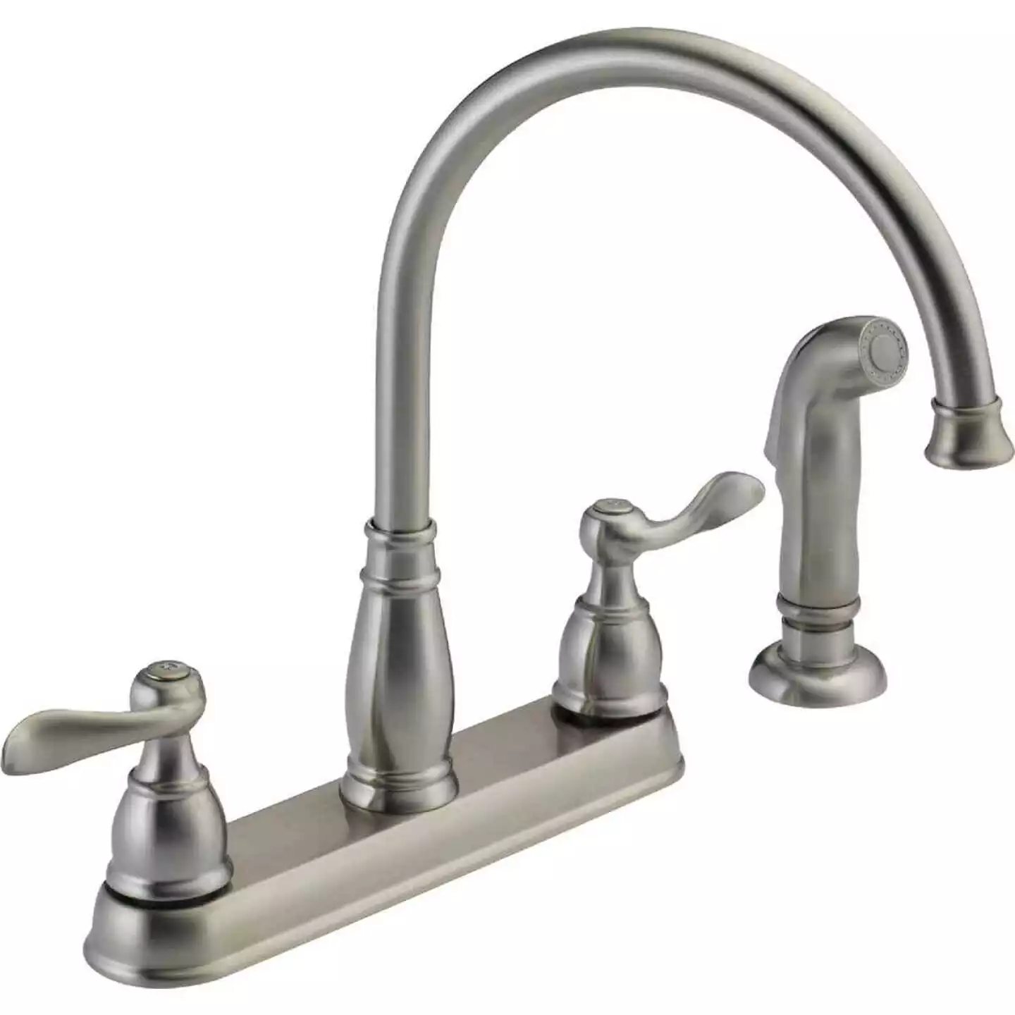 Delta Windemere Dual Handle Lever Kitchen Faucet With Side Spray, Stainless