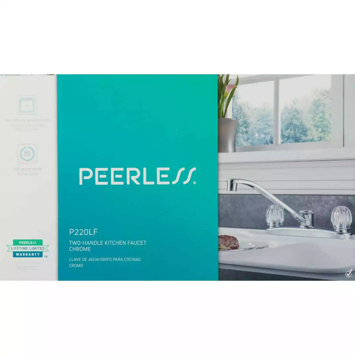 Peerless Dual Handle Knob Kitchen Faucet, Chrome - Billede 2
