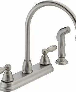 Delta Peerless Dual Handle Lever Kitchen Faucet With Side Spray, Stainless