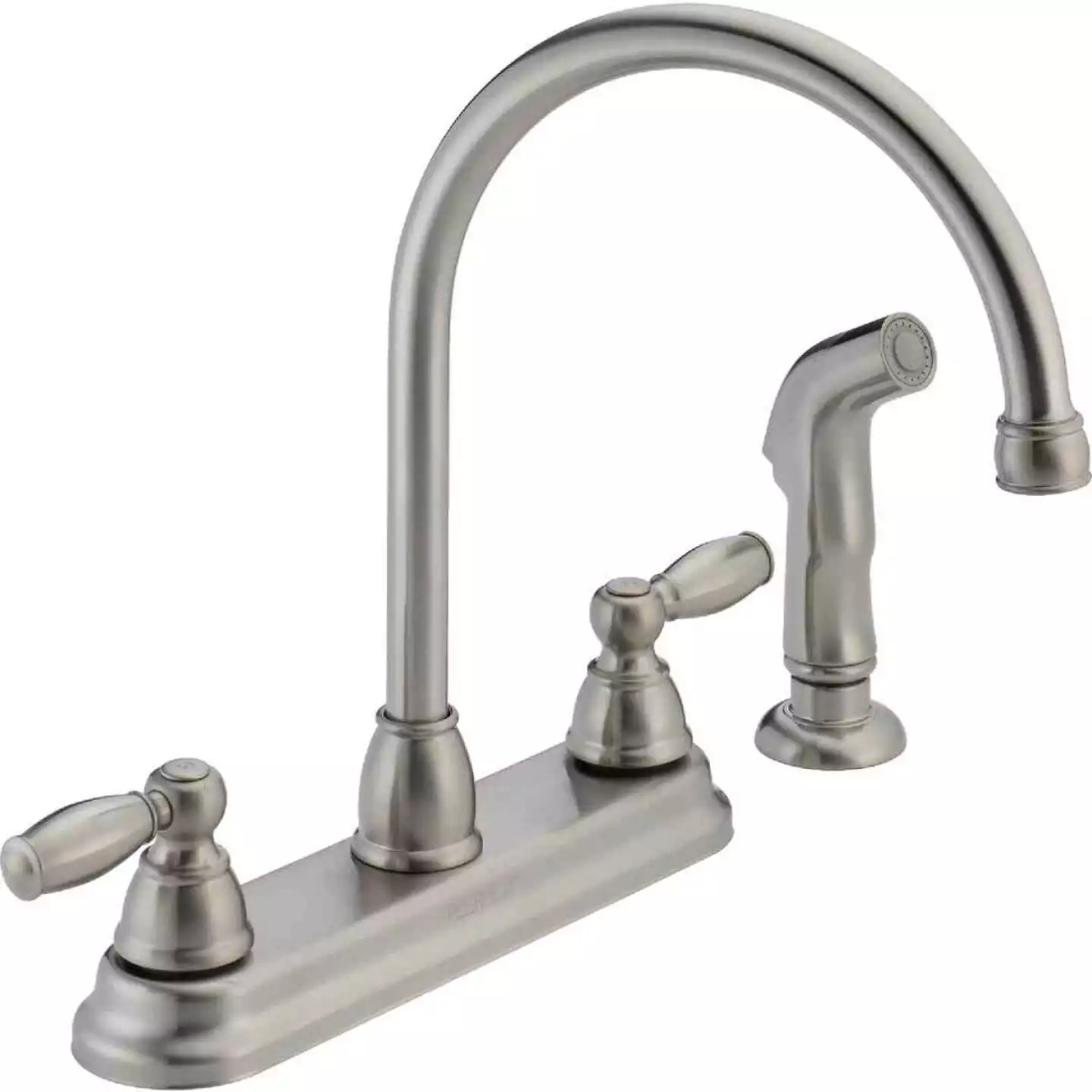 Delta Peerless Dual Handle Lever Kitchen Faucet With Side Spray, Stainless