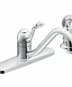 Moen Lindley Single Handle Lever Kitchen Faucet With Side Spray, Chrome
