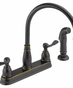 Delta Windemere Dual Handle Lever Kitchen Faucet With Side Spray, Oil-Rubbed Bronze