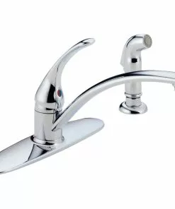 Delta Foundations Single Handle Lever Kitchen Faucet With Side Spray, Chrome
