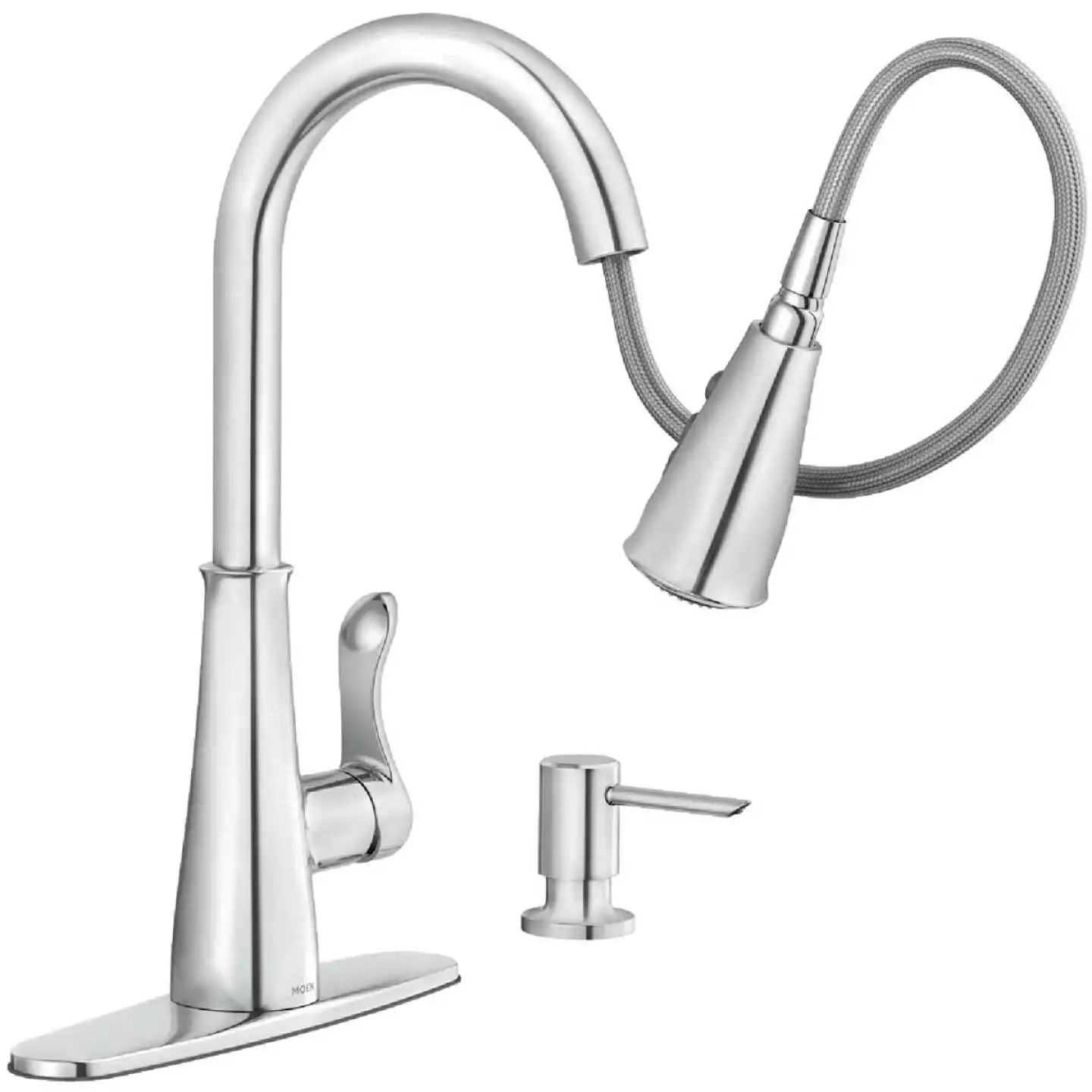 Moen Hadley Single Handle Pull-Down Kitchen Faucet, Chrome - Image 4
