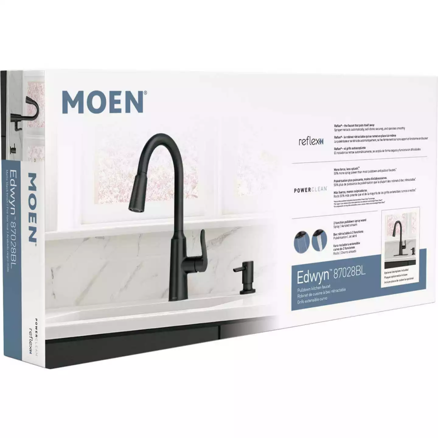 Moen Edwyn Single Handle Pull-Down Kitchen Faucet With Soap Dispenser, Matte Black - Image 6