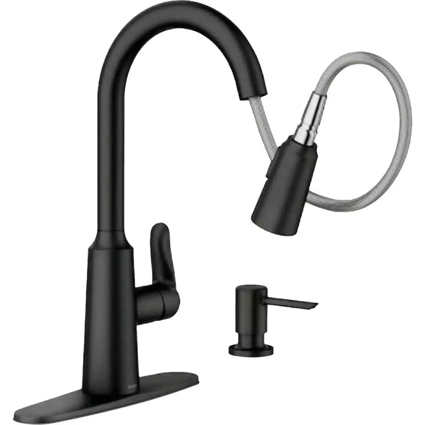 Moen Edwyn Single Handle Pull-Down Kitchen Faucet With Soap Dispenser, Matte Black - Image 7
