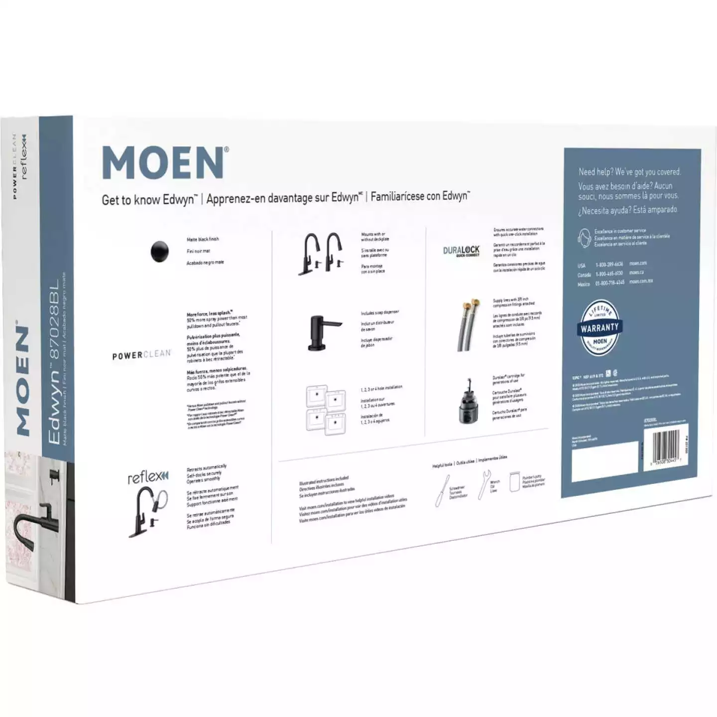Moen Edwyn Single Handle Pull-Down Kitchen Faucet With Soap Dispenser, Matte Black - Image 9