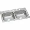 Elkay Dayton Double Bowl 33 In. X 22 In. X 7-1/16 In. Deep Stainless Steel Kitchen Sink